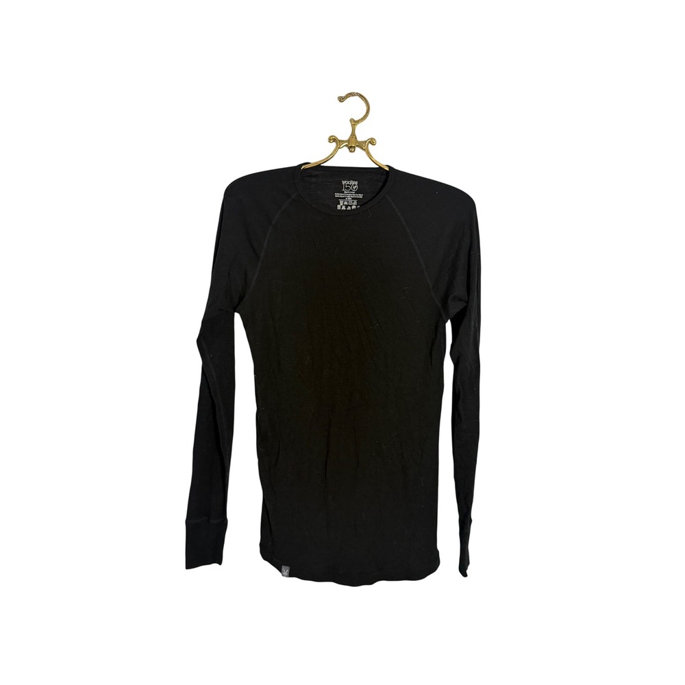 Ibex Woolies 150 Mens Large Black 100% Merino Wool Raglan Long Sleeve Baselayer